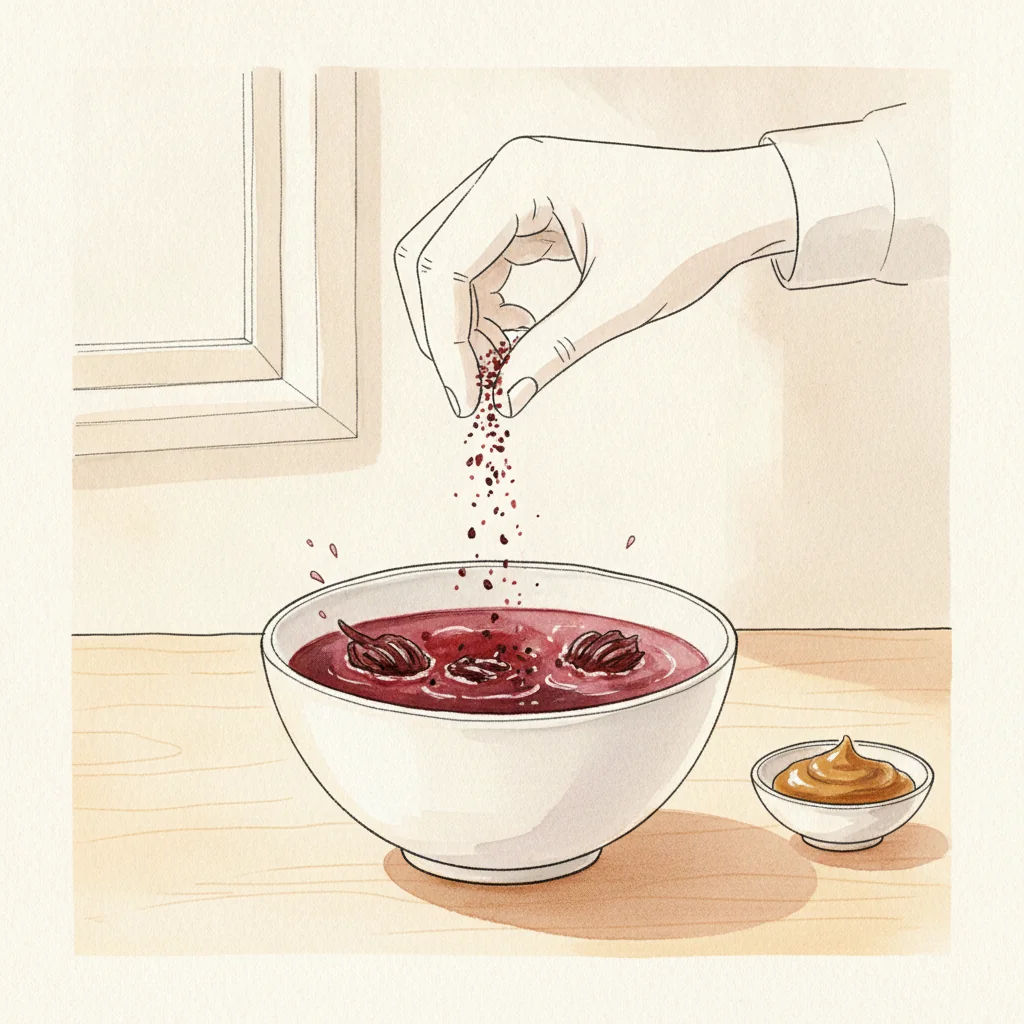 Illustration of Agua de Jamaica with its condiment recommendation