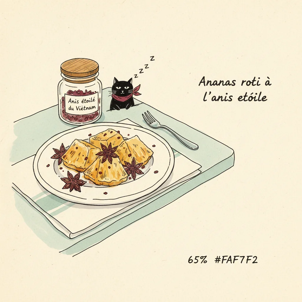 Illustration Ananas roti a l'anis etoile avec Anis étoilé du Vietnam
