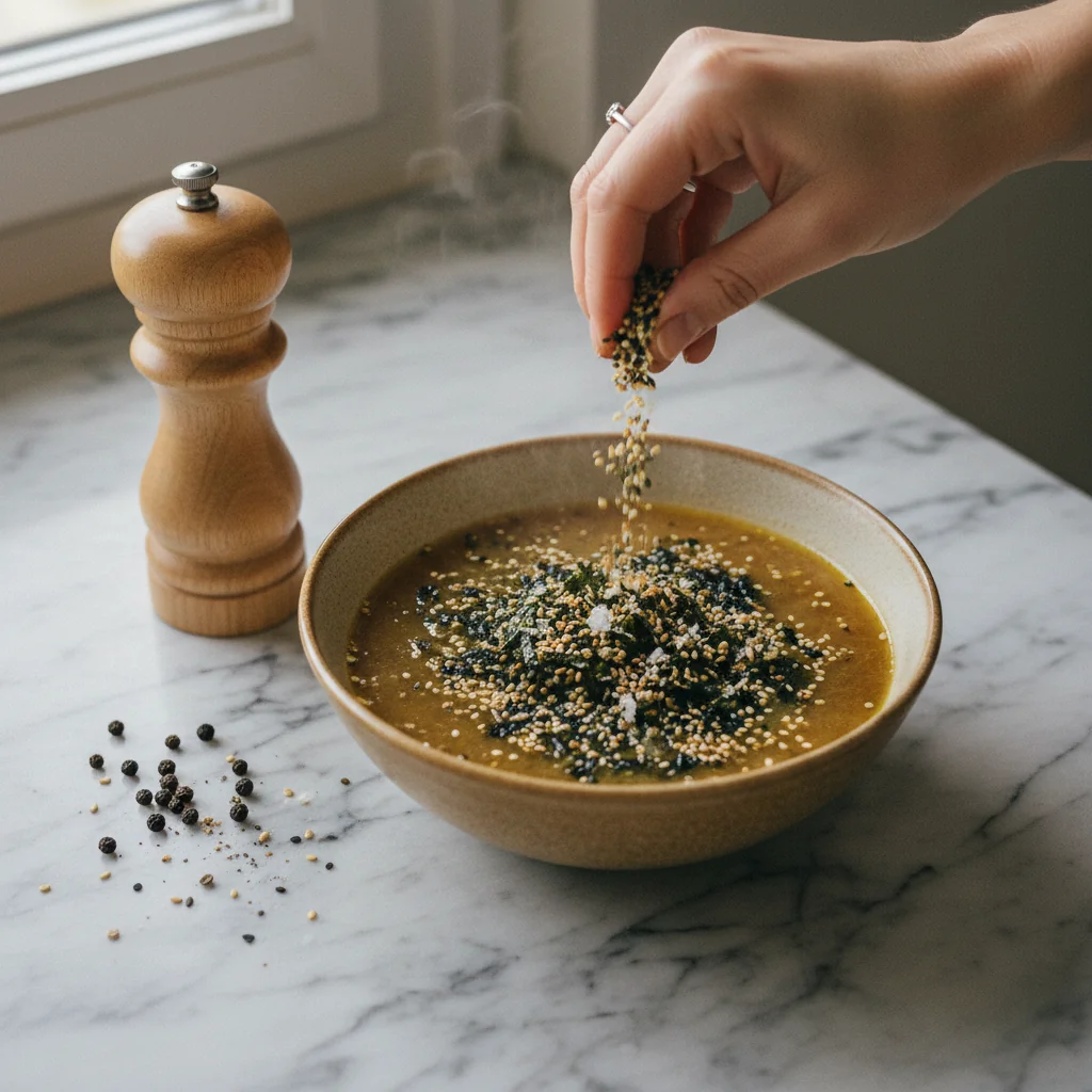 Illustration de Bouillon miso avec sa recommandation condimentaire