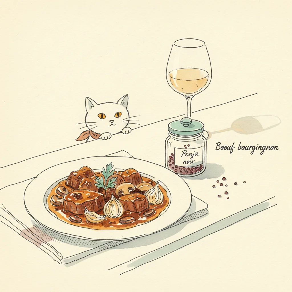 Illustration Bœuf bourguignon avec Penja noir