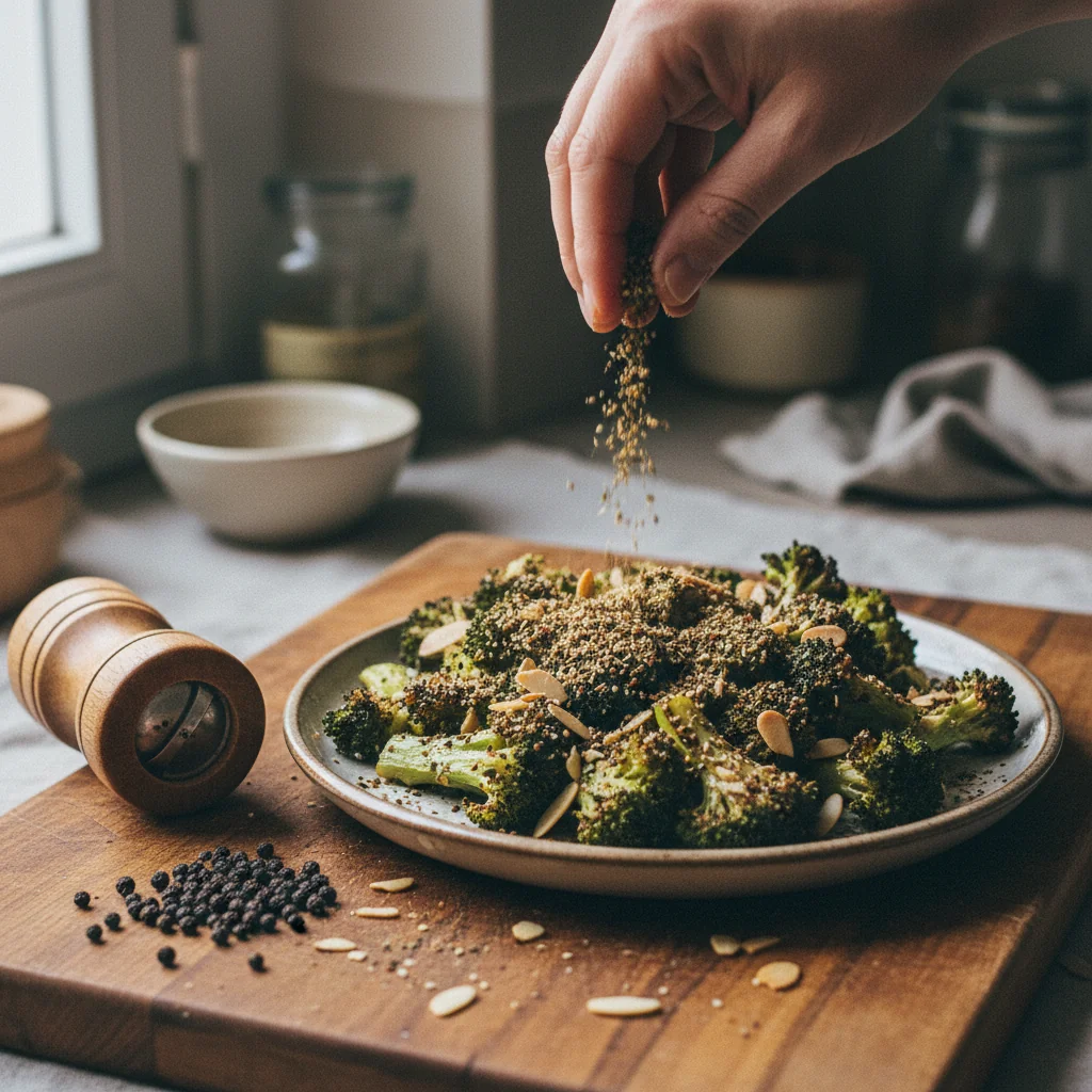 Illustration Brocolis rôtis aux amandes avec Za'atar levantin