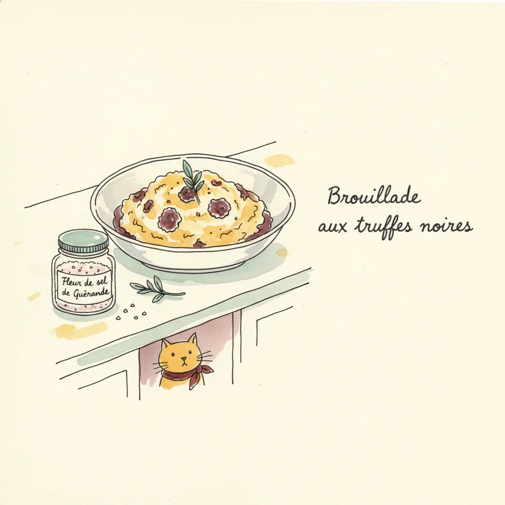 Illustration de Brouillade aux truffes noires avec sa recommandation condimentaire