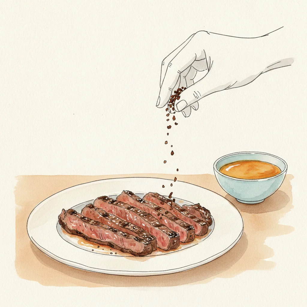 Illustration of Carne asada with its condiment recommendation