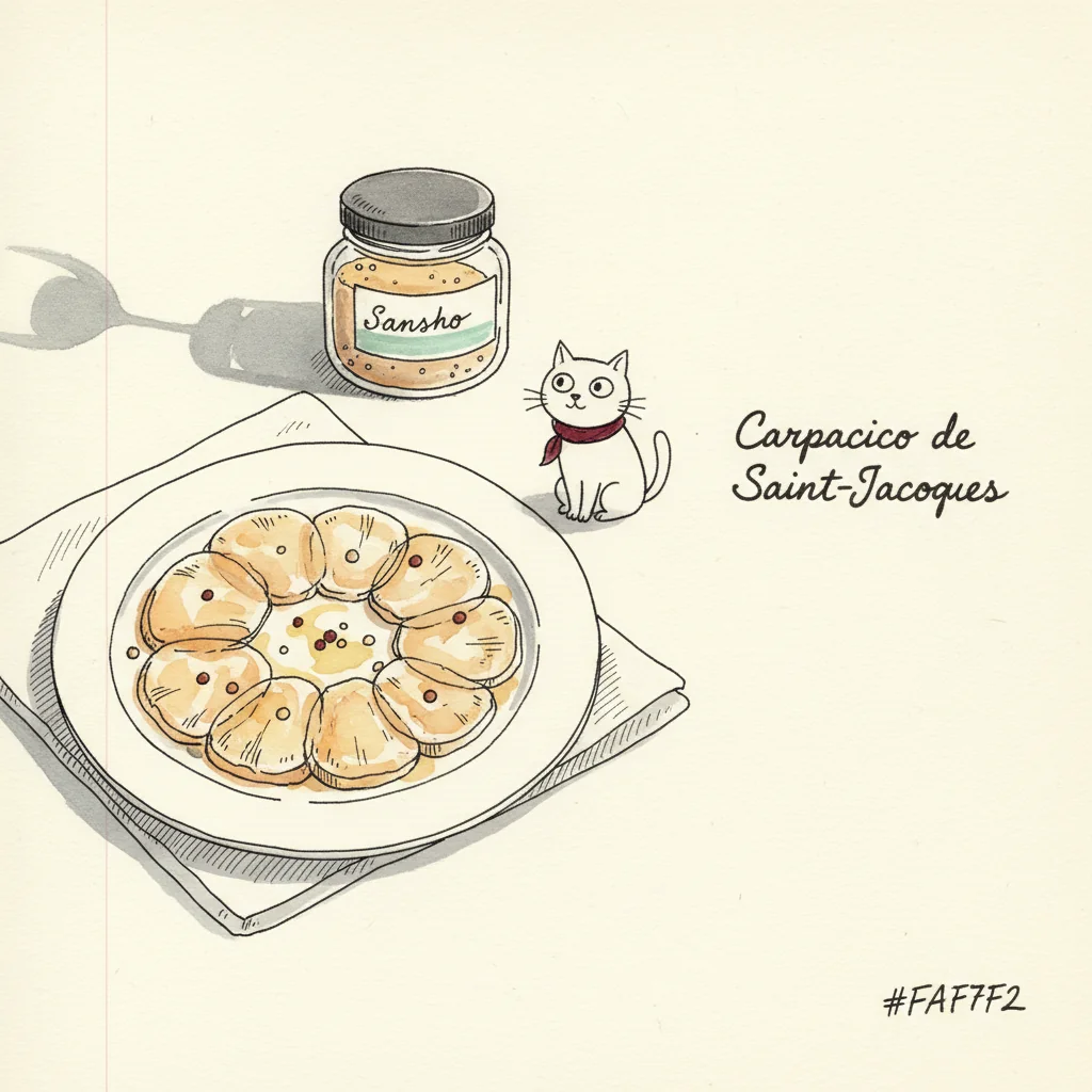 Illustration Carpaccio de Saint-Jacques avec Sansho