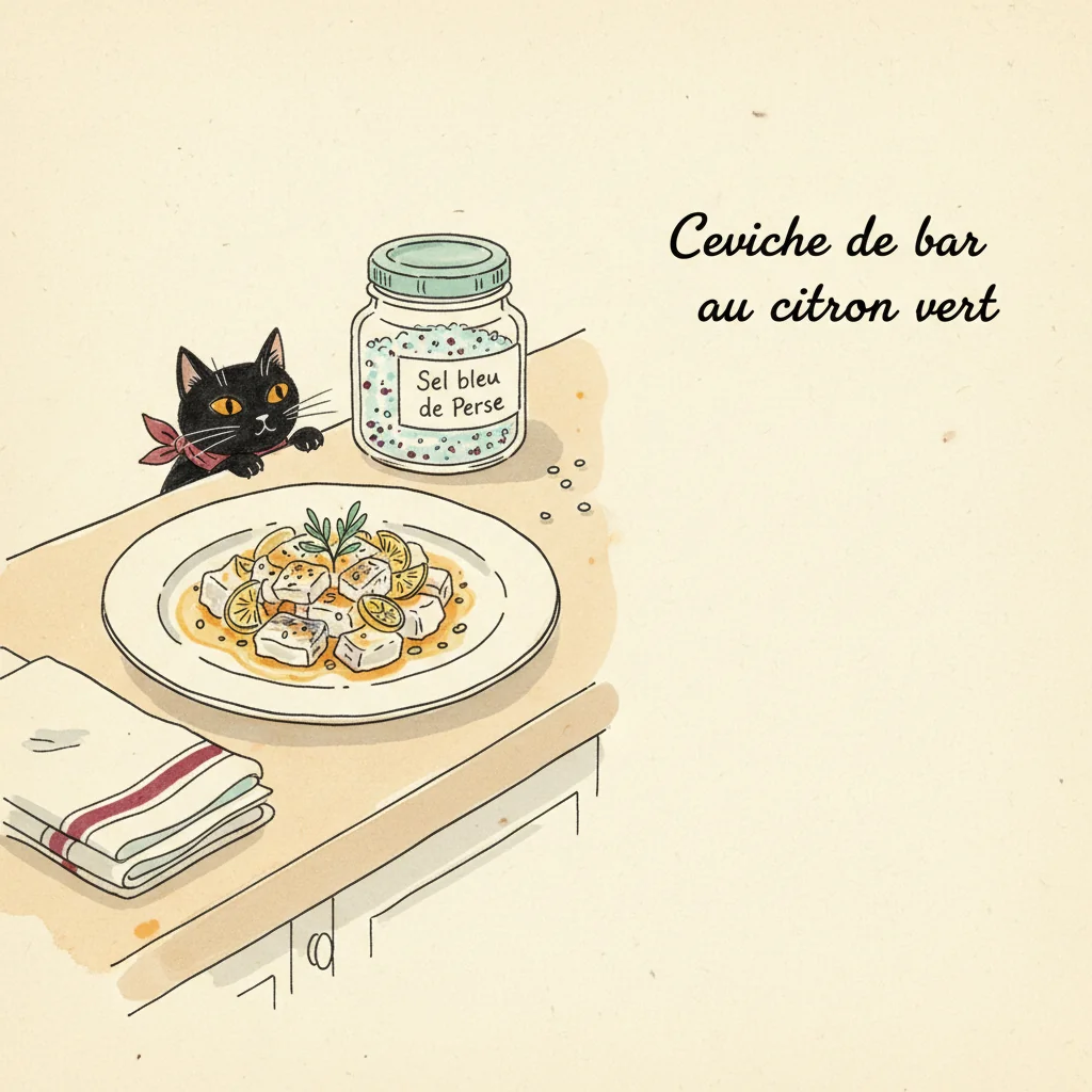 Illustration de Ceviche de bar au citron vert avec sa recommandation condimentaire