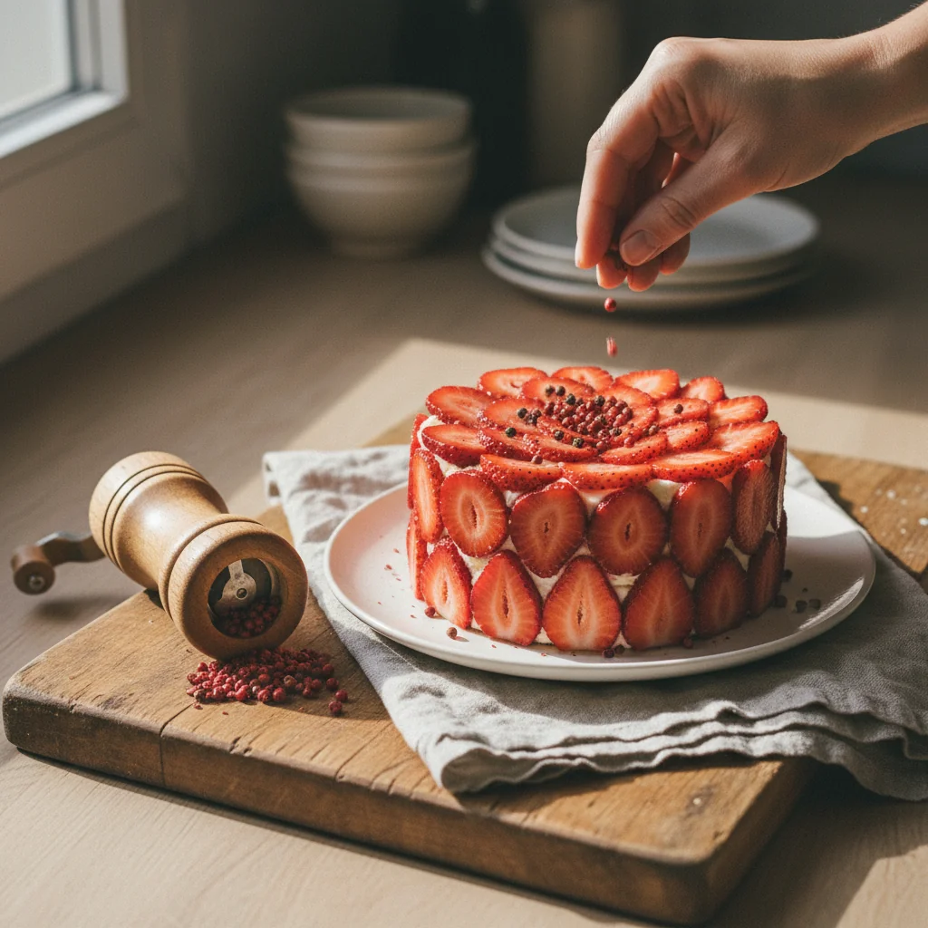 Illustration de Charlotte aux fraises avec sa recommandation condimentaire