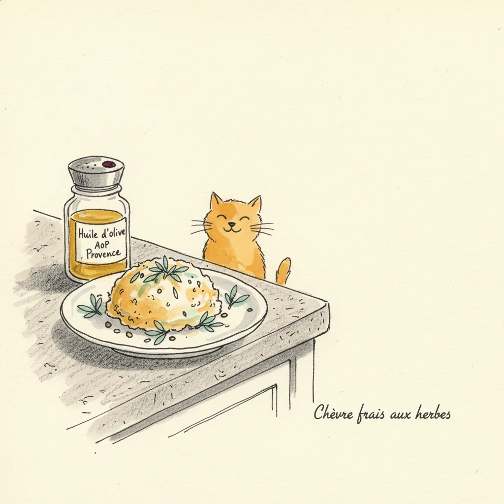 Illustration de Chevre frais aux herbes avec sa recommandation condimentaire