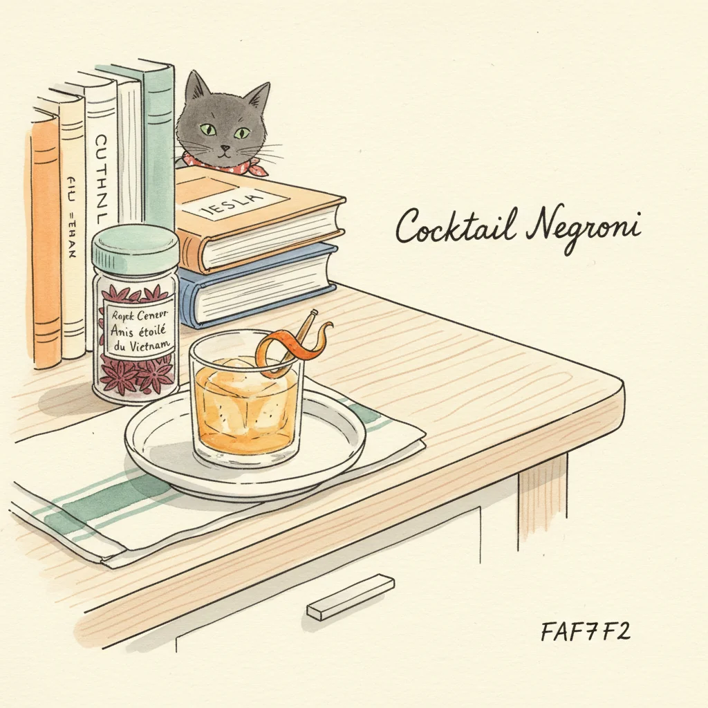 Illustration Cocktail Negroni avec Anis étoilé du Vietnam