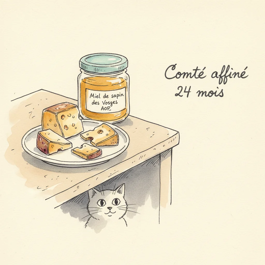 Illustration de Comte affiné 24 mois avec sa recommandation condimentaire