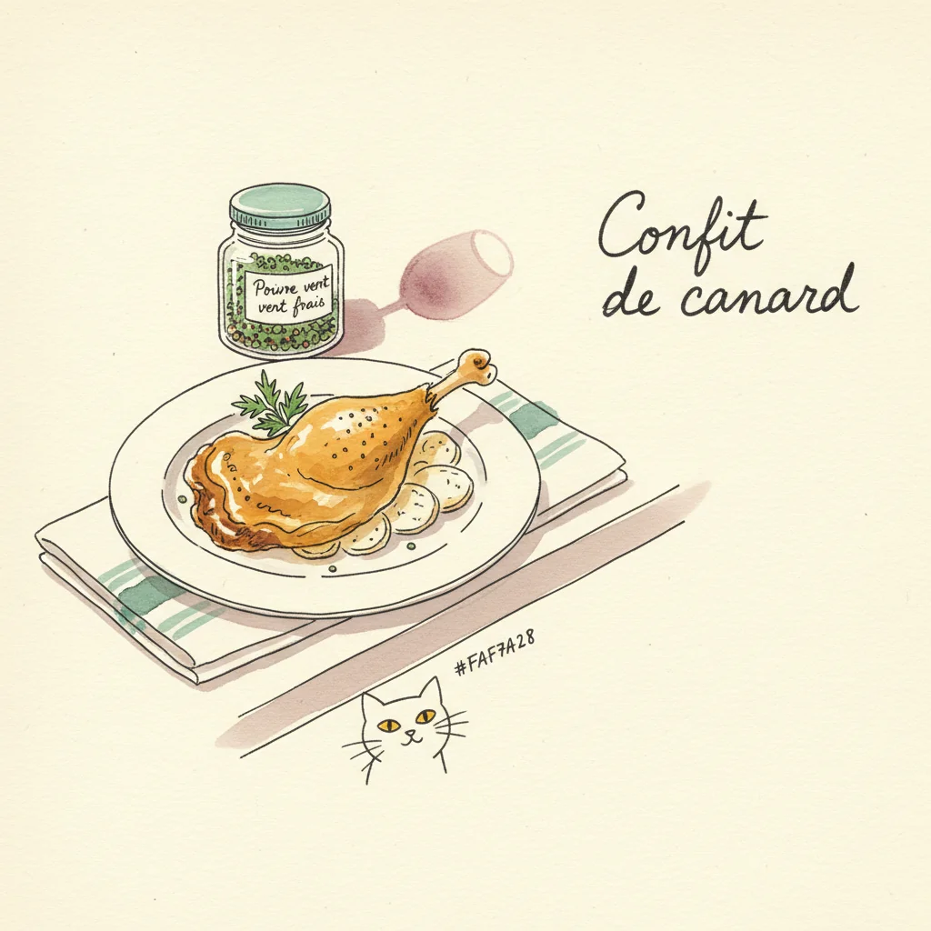 Illustration de Confit de canard avec sa recommandation condimentaire