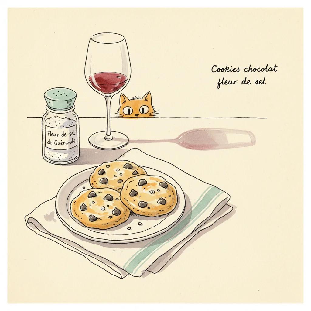 Illustration Cookies chocolat fleur de sel avec Fleur de sel de Guérande