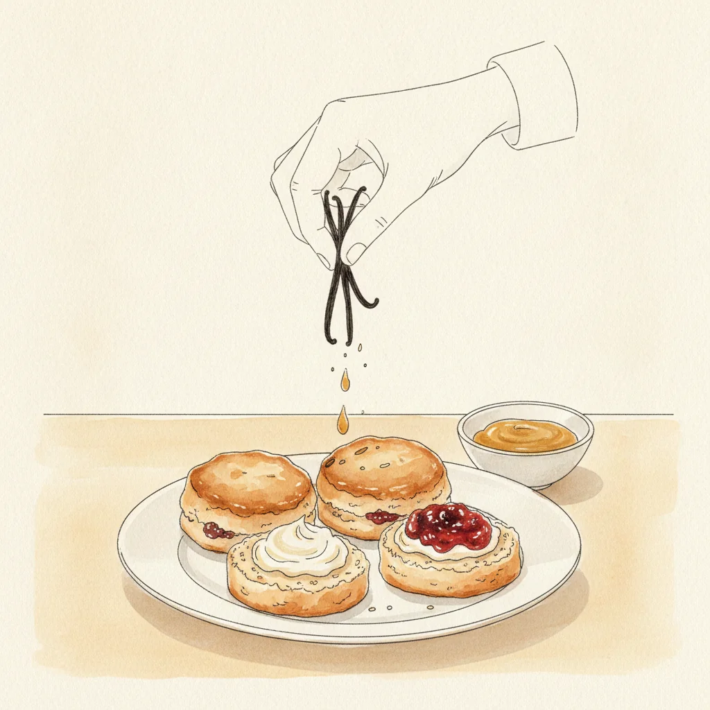 Illustration of Cream tea scones with its condiment recommendation