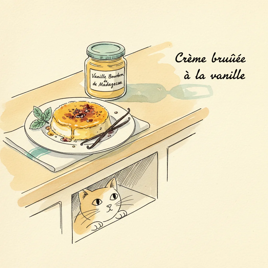 Illustration Creme brulée a la vanille avec Vanille Bourbon de Madagascar