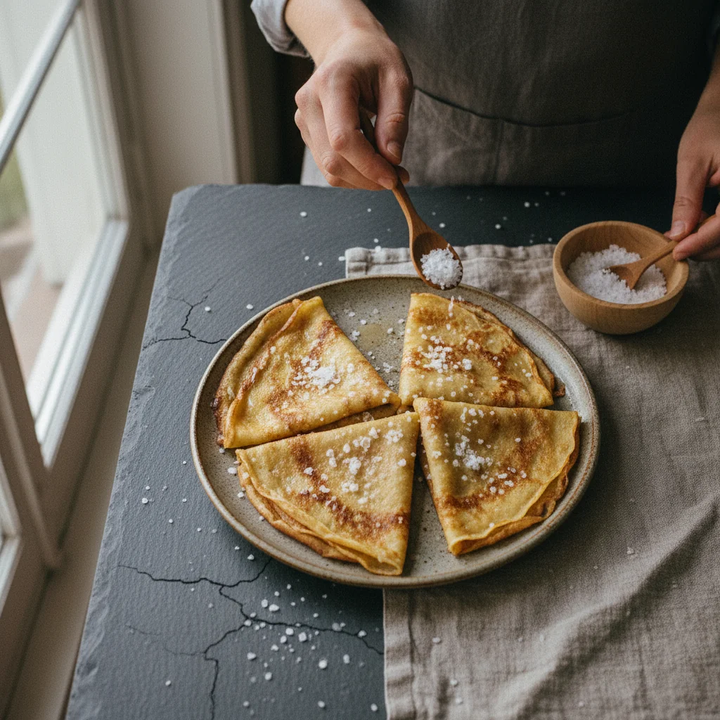 Illustration de Crêpes au beurre salé avec sa recommandation condimentaire