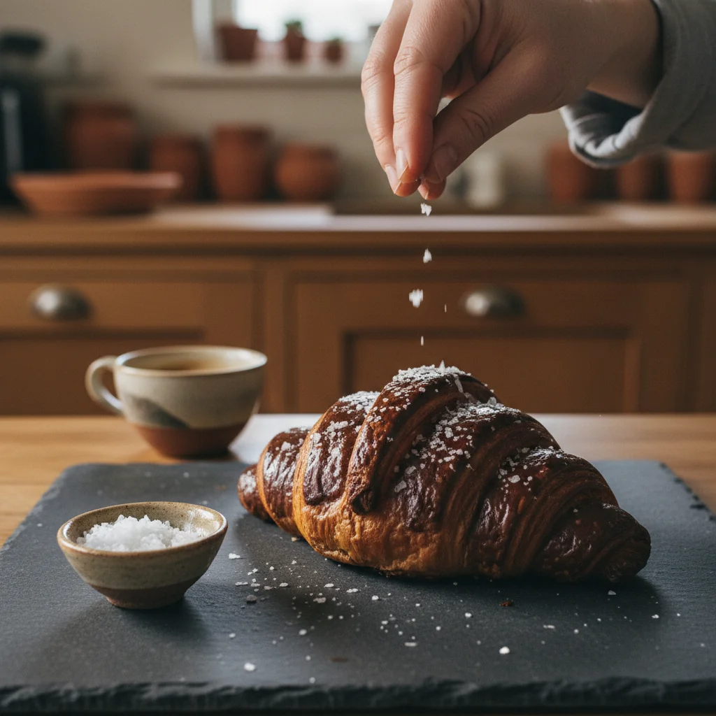 Illustration de Croissant au chocolat noir avec sa recommandation condimentaire