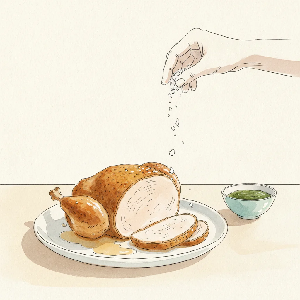 Illustration of Dry-brined turkey with its condiment recommendation