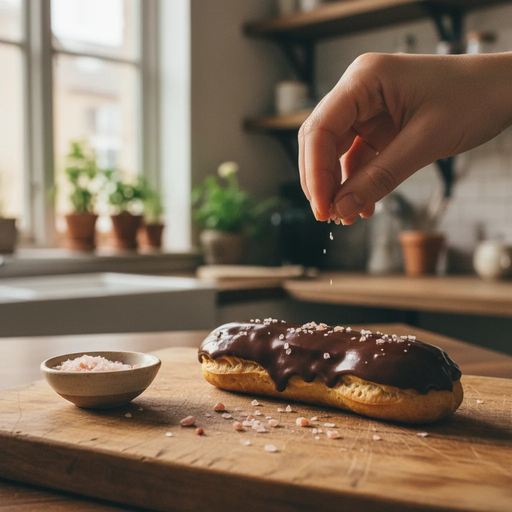 Illustration Éclair au chocolat avec Sel rose de l'Himalaya