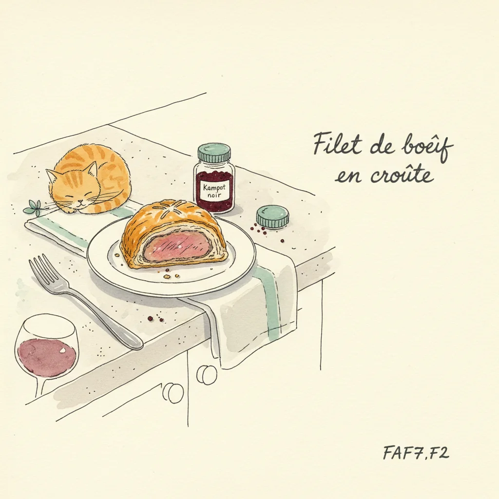 Illustration de Filet de bœuf en croûte avec sa recommandation condimentaire