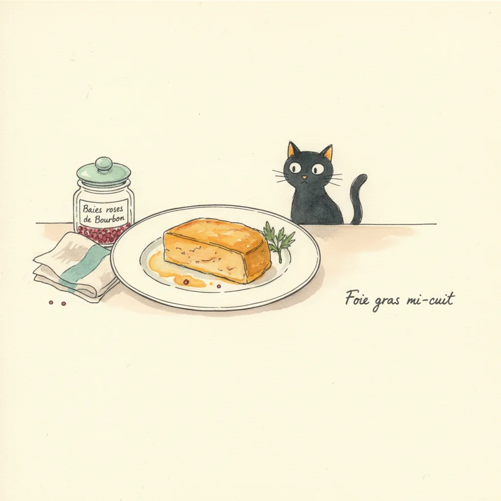 Illustration de Foie gras mi-cuit avec sa recommandation condimentaire