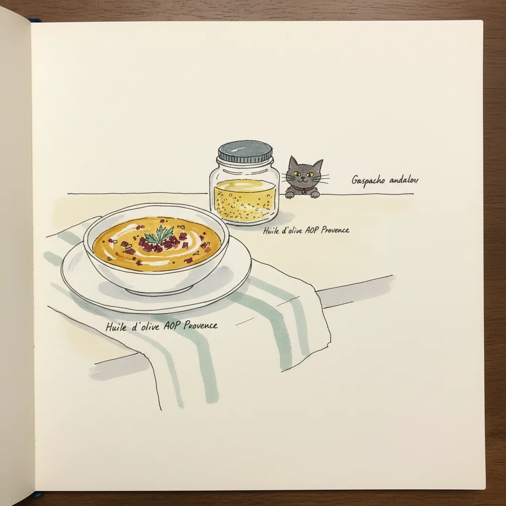 Illustration de Gaspacho andalou avec sa recommandation condimentaire