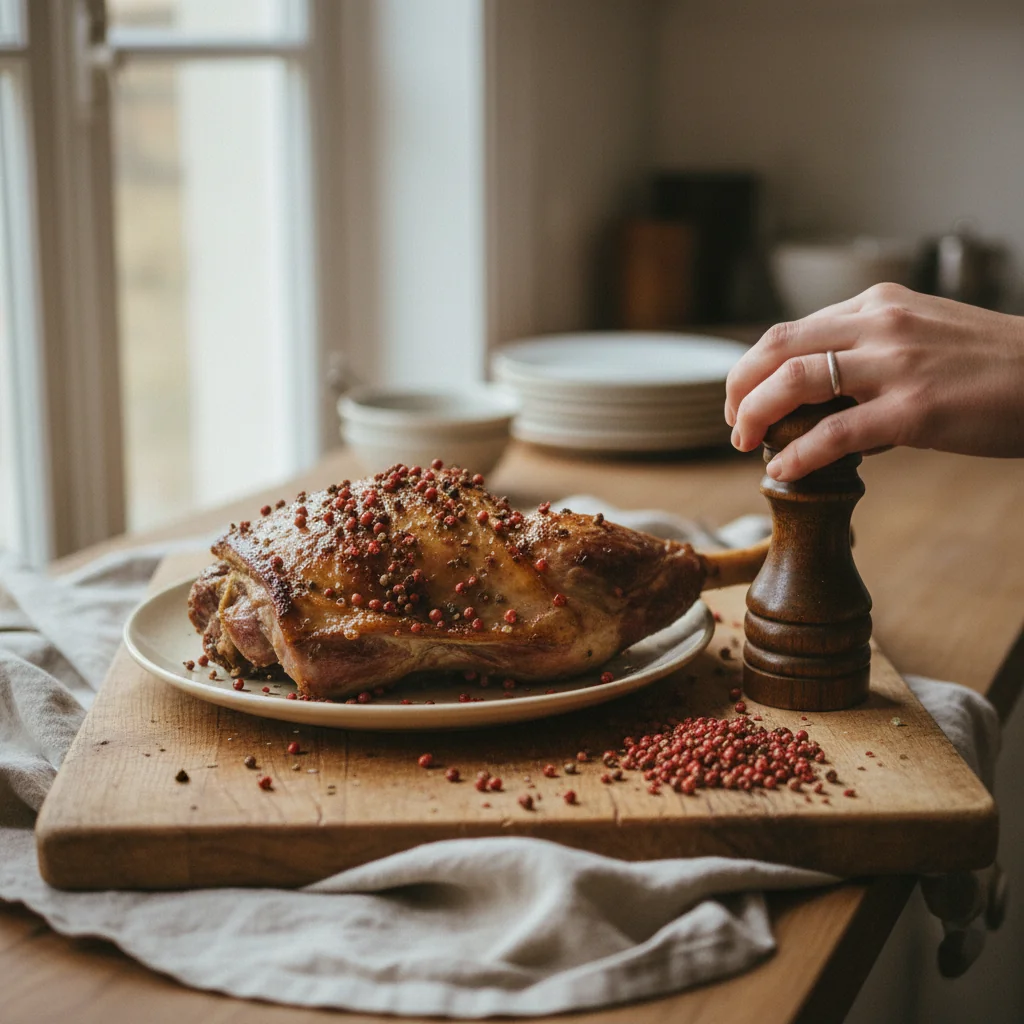 Illustration de Gigot d'agneau rôti avec sa recommandation condimentaire