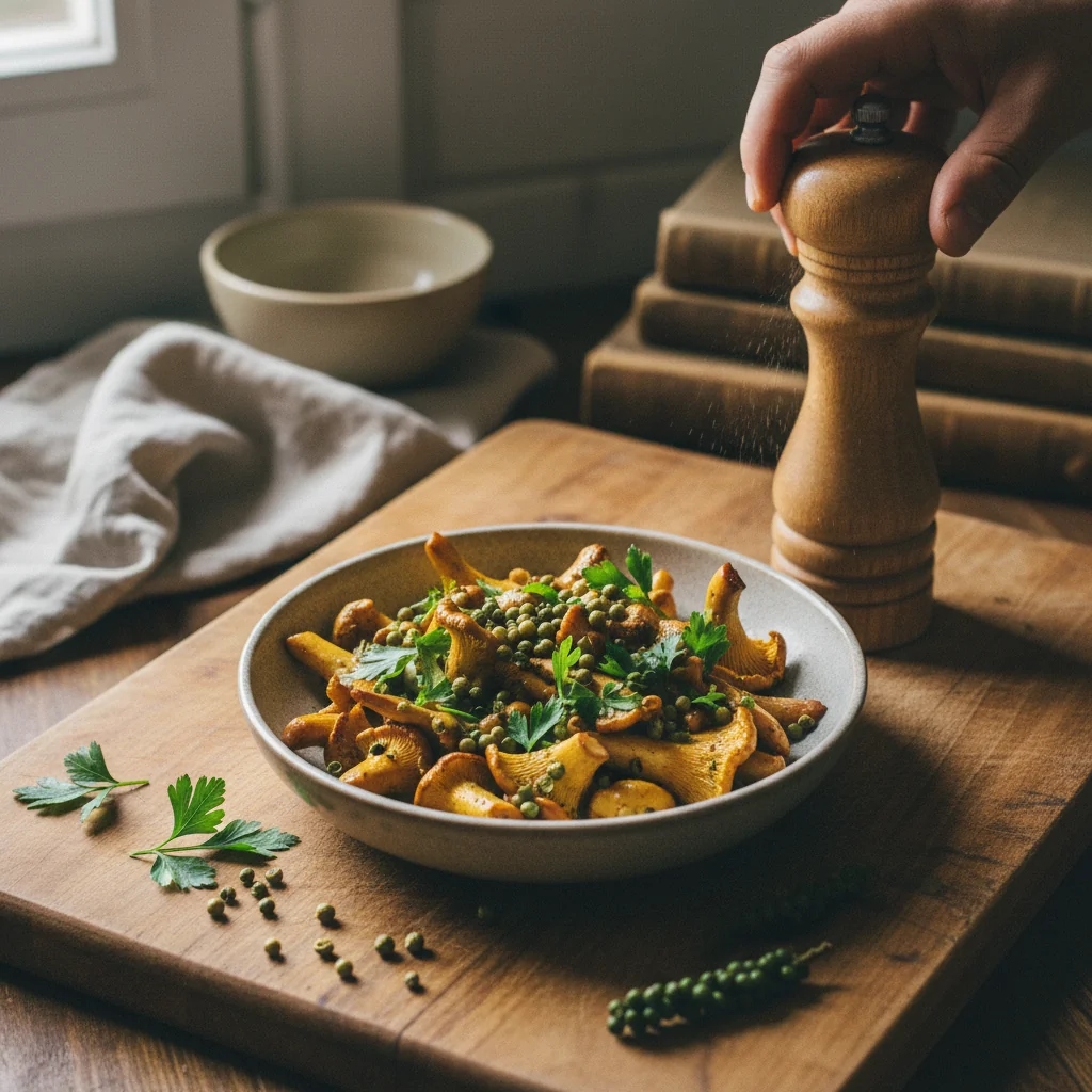 Illustration de Girolles persillées avec sa recommandation condimentaire