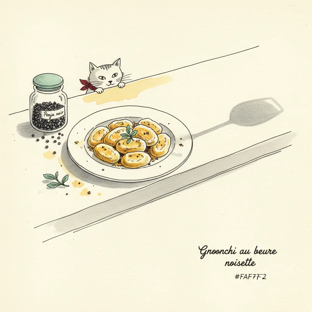 Illustration de Gnocchi au beurre noisette avec sa recommandation condimentaire
