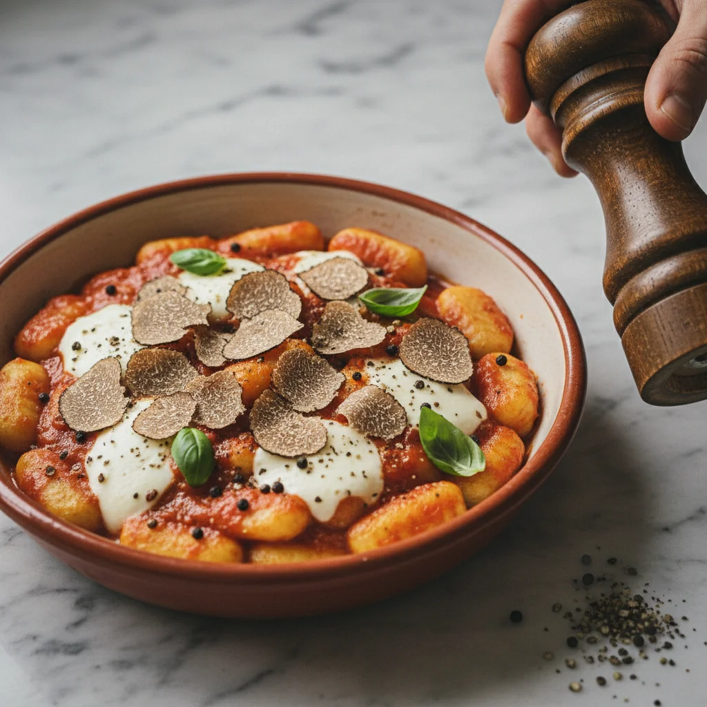 Illustration de Gnocchi à la sorrentina avec sa recommandation condimentaire