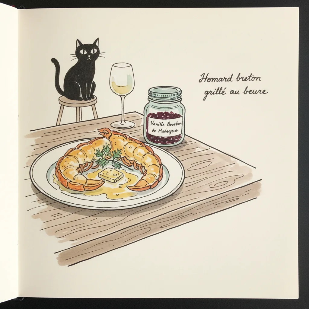 Illustration Homard breton grille au beurre avec Vanille Bourbon de Madagascar