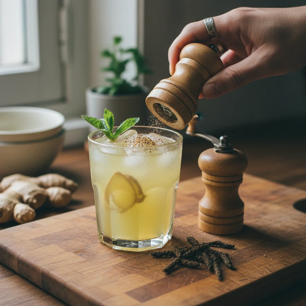 Illustration de Limonade au gingembre maison avec sa recommandation condimentaire
