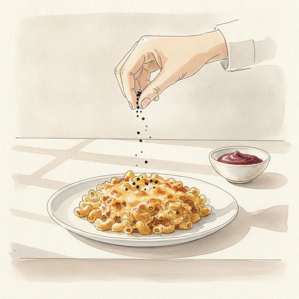 Illustration of Mac and cheese with its condiment recommendation