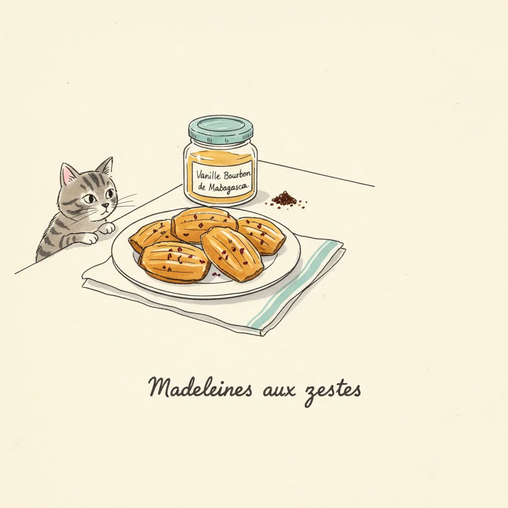 Illustration de Madeleines aux zestes avec sa recommandation condimentaire