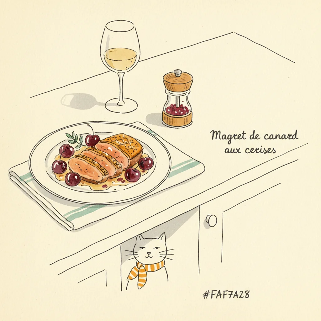 Illustration Magret de canard aux cerises avec Kampot rouge