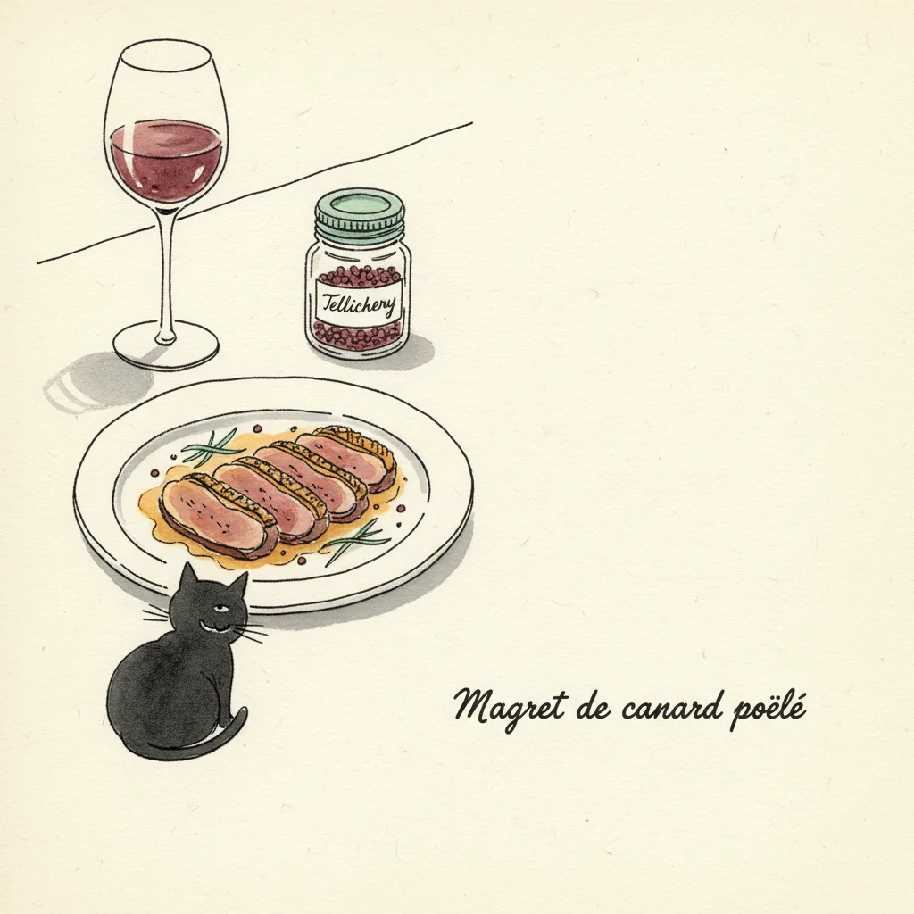 Illustration Magret de canard poêlé avec Tellichery