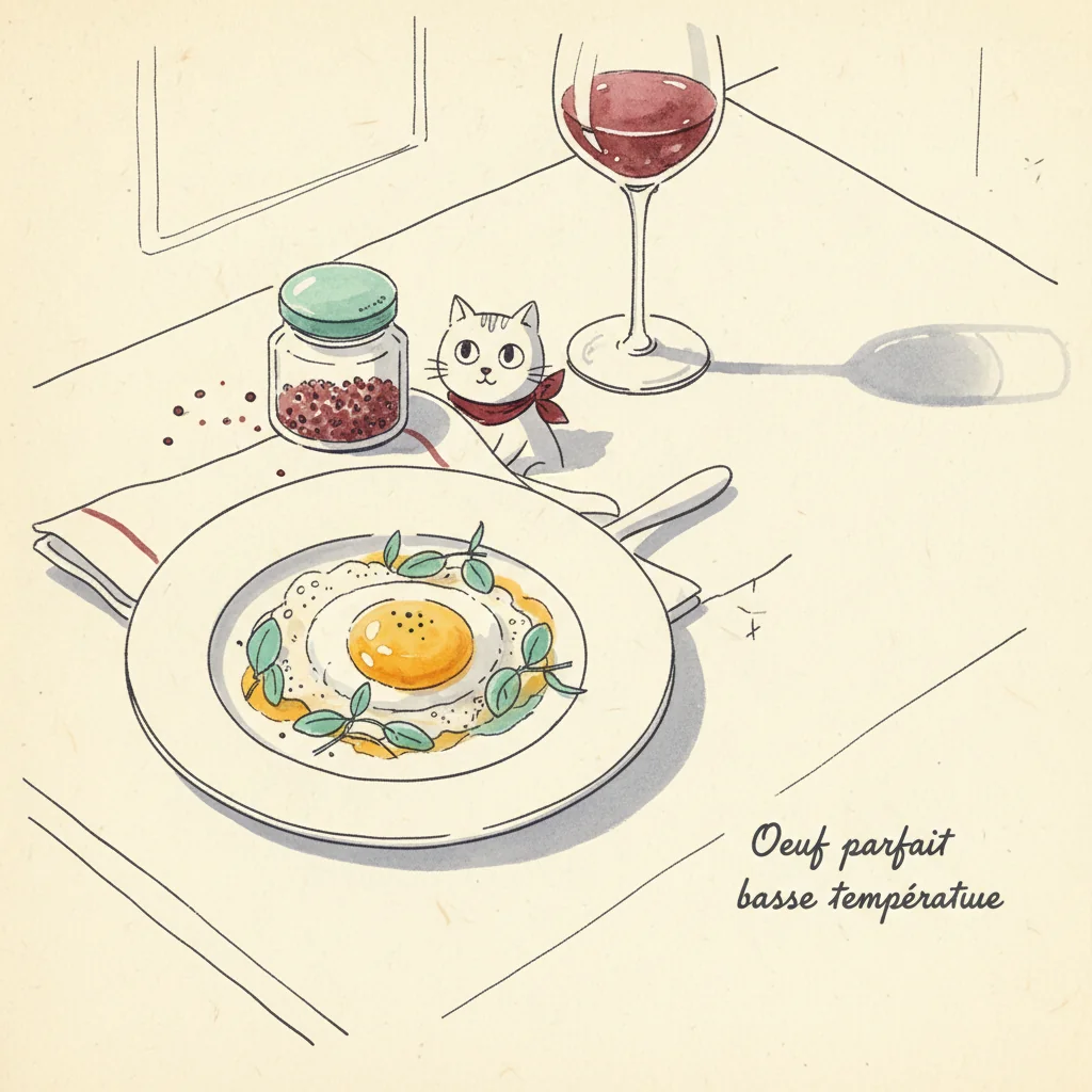 Illustration de Oeuf parfait basse temperature avec sa recommandation condimentaire