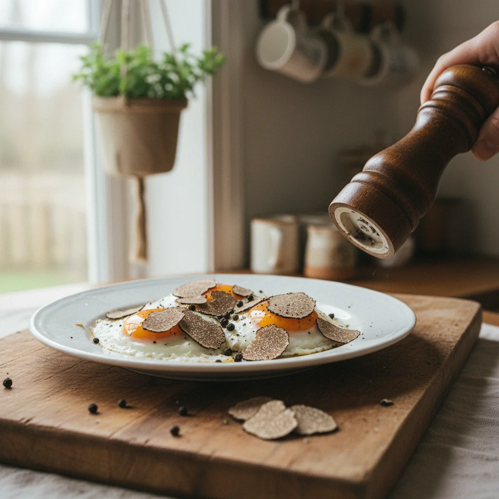 Illustration de Œufs sur le plat avec sa recommandation condimentaire