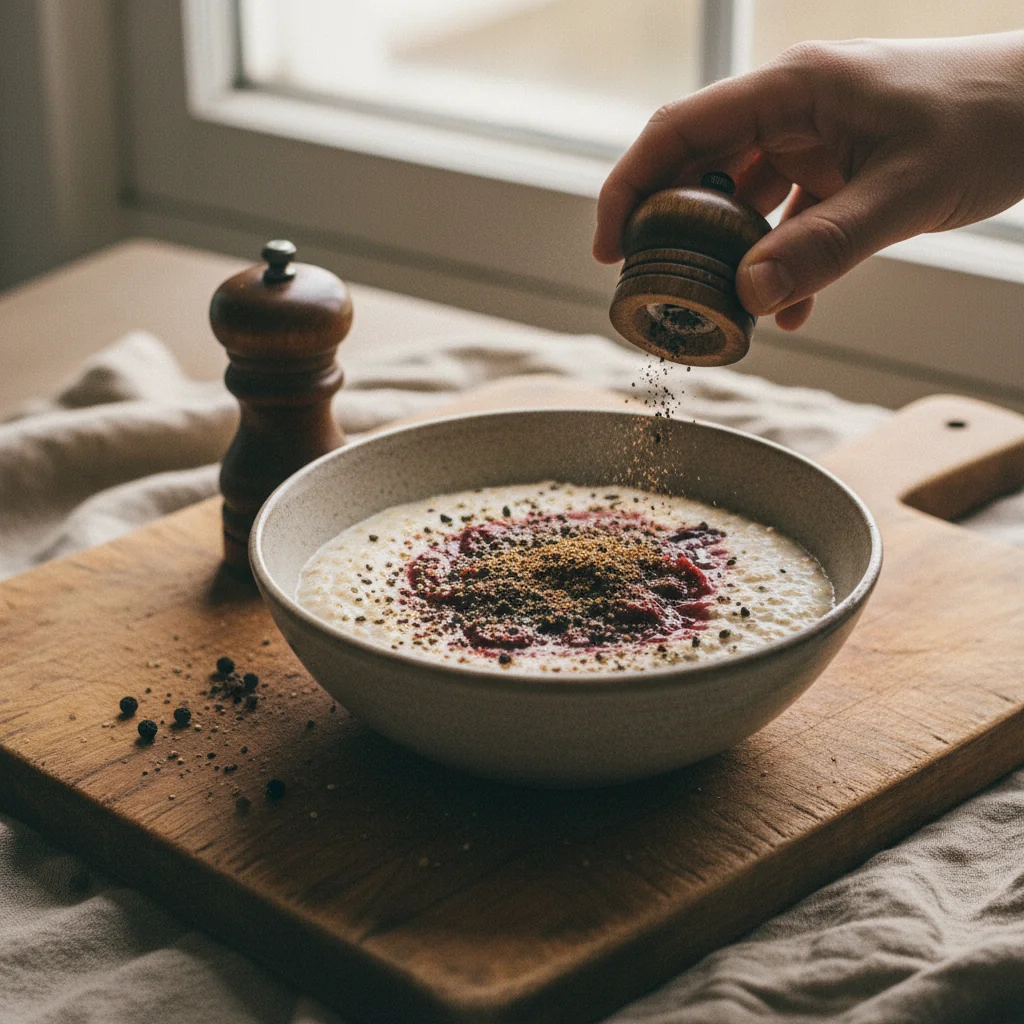 Illustration de Porridge aux fruits rouges avec sa recommandation condimentaire