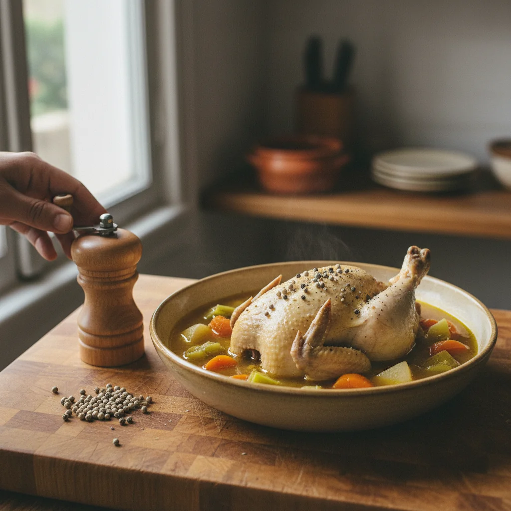 Illustration de Poule au pot avec sa recommandation condimentaire