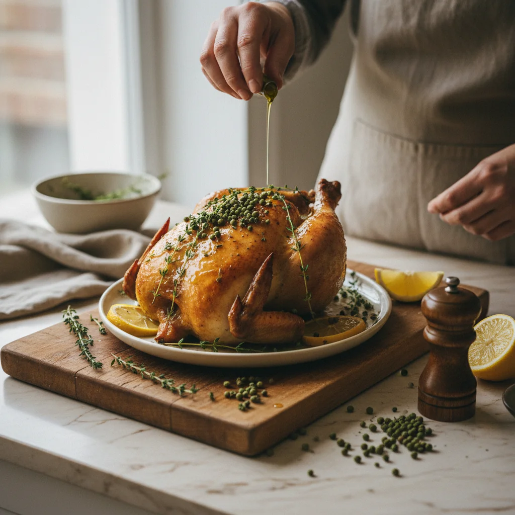 Illustration de Poulet citron-thym avec sa recommandation condimentaire