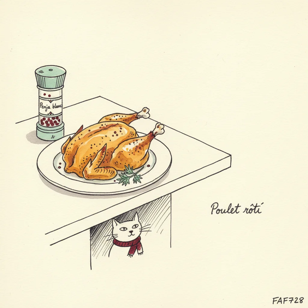 Illustration Poulet rôti avec Penja blanc