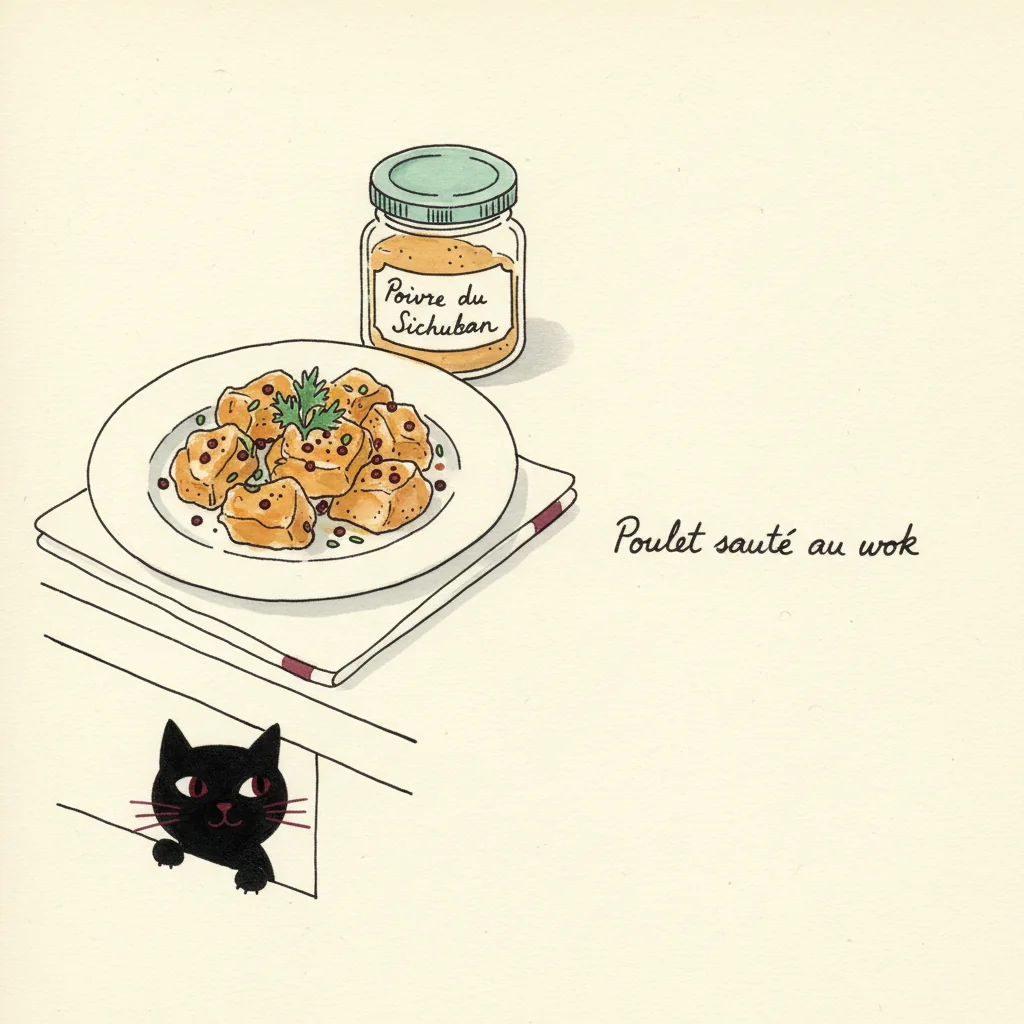 Illustration Poulet sauté au wok avec Poivre du Sichuan