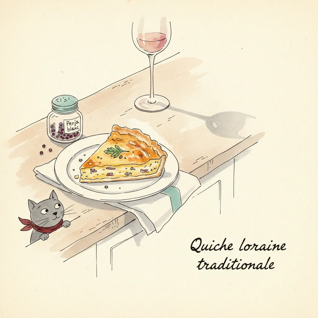 Illustration de Quiche lorraine traditionnelle avec sa recommandation condimentaire