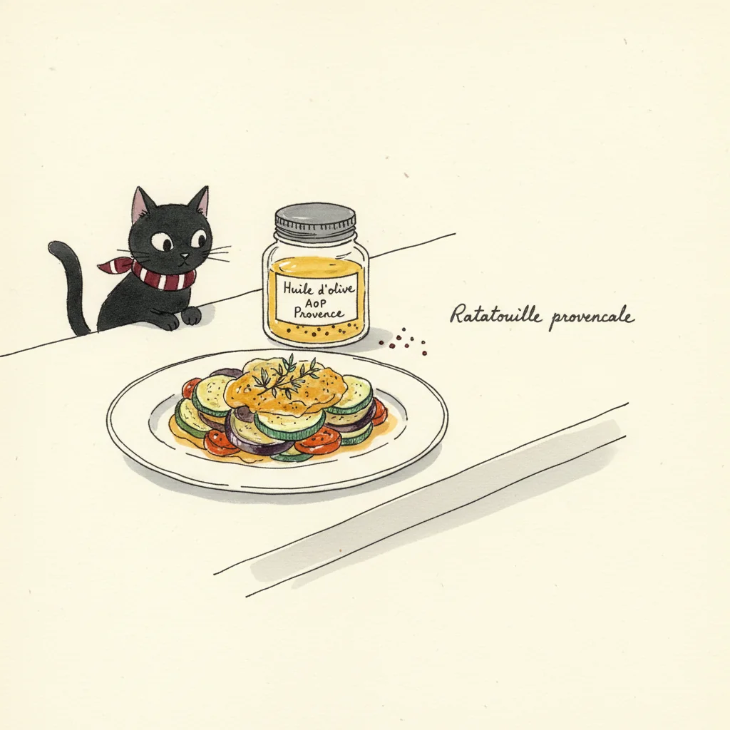 Illustration de Ratatouille provencale avec sa recommandation condimentaire