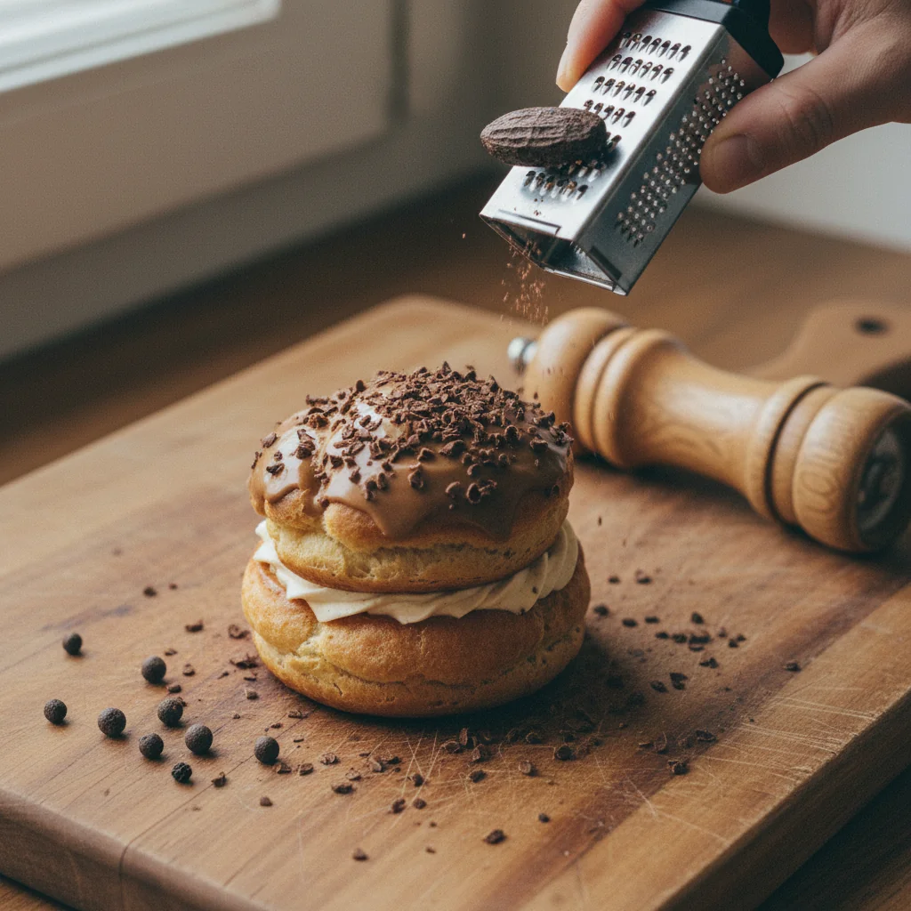 Illustration de Religieuse au café avec sa recommandation condimentaire