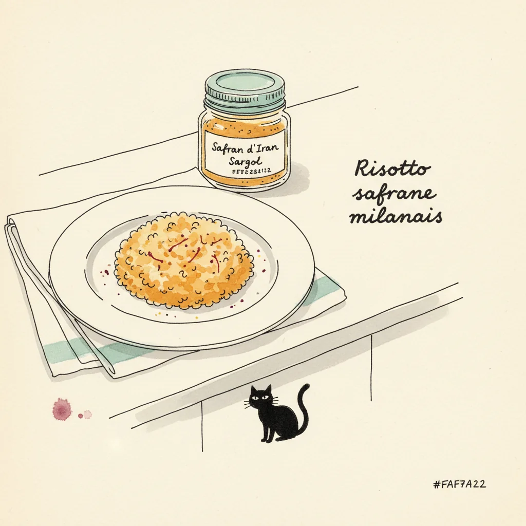 Illustration de Risotto safrane milanais avec sa recommandation condimentaire