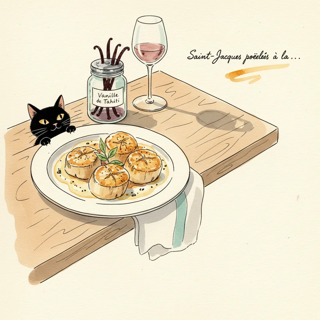 Illustration Saint-Jacques poelees a la vanille avec Vanille de Tahiti