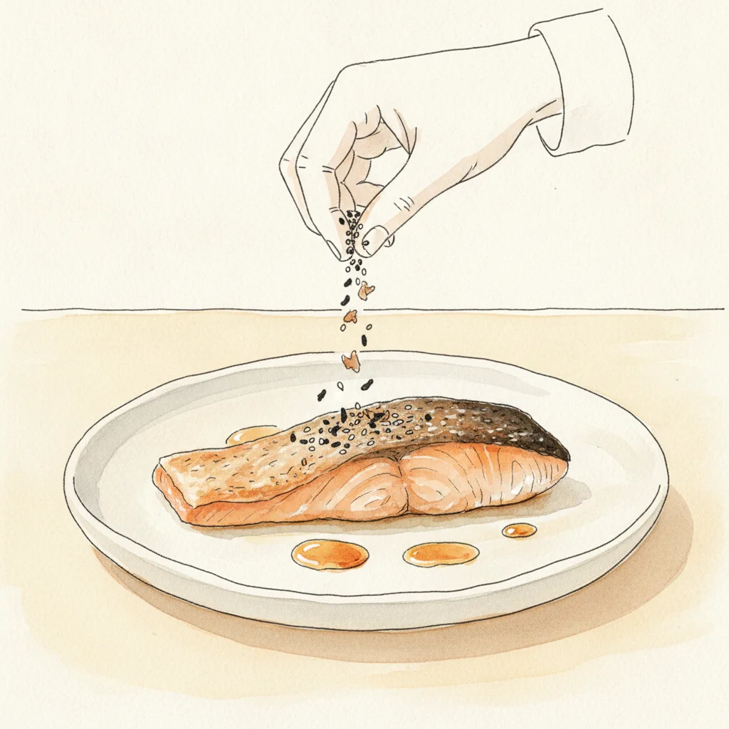 Illustration of Baked salmon with its condiment recommendation