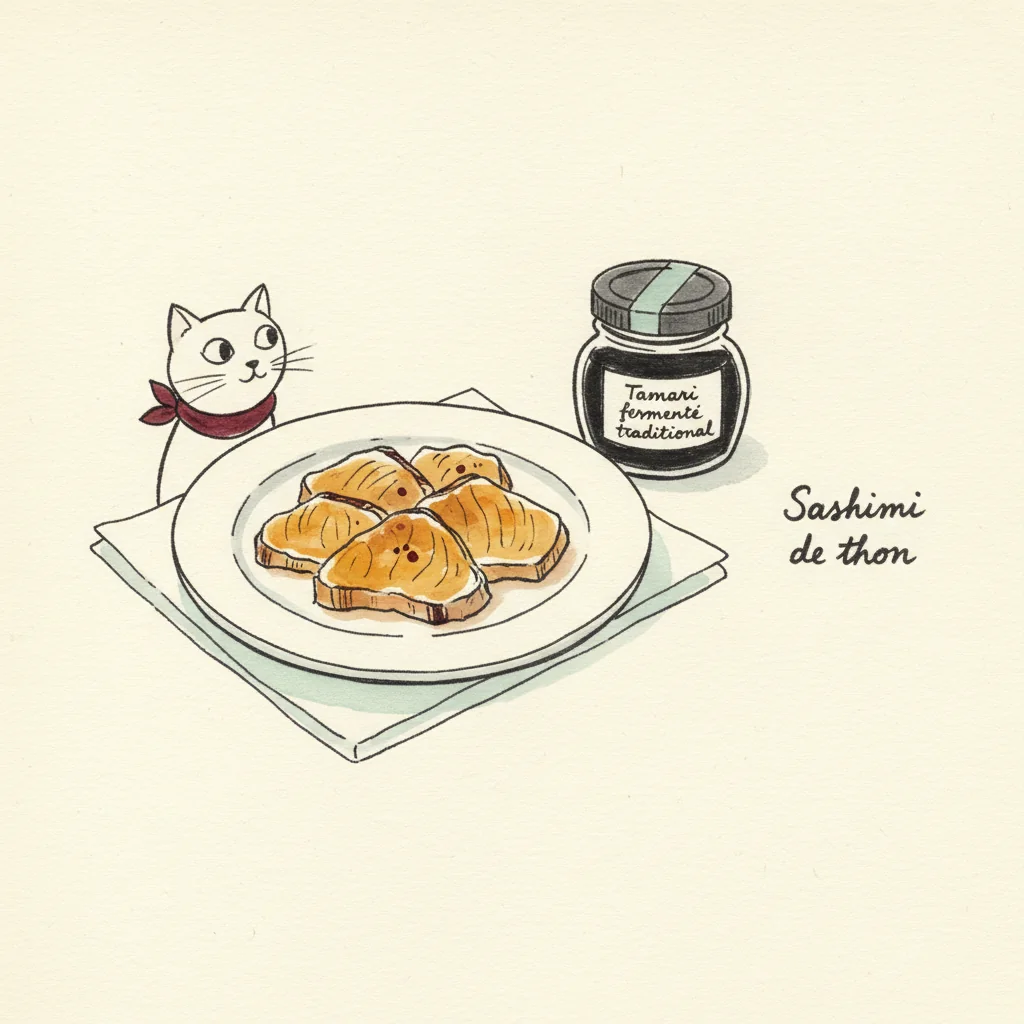 Illustration de Sashimi de thon avec sa recommandation condimentaire