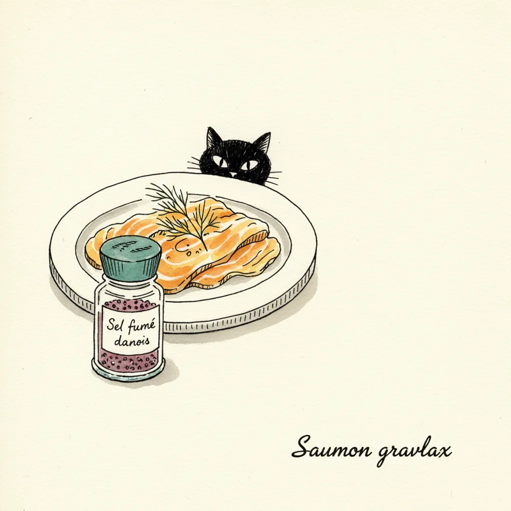 Illustration Saumon gravlax avec Sel fumé danois