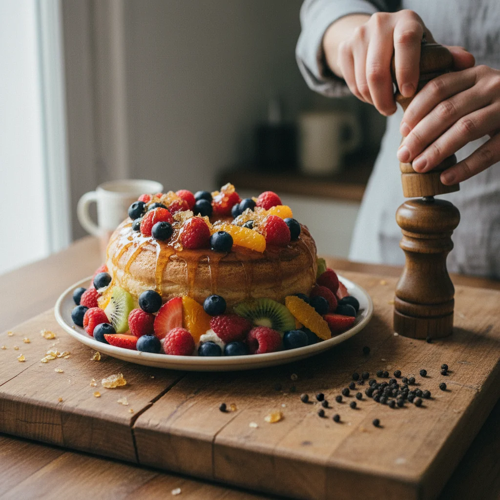 Illustration de Savarin aux fruits frais avec sa recommandation condimentaire